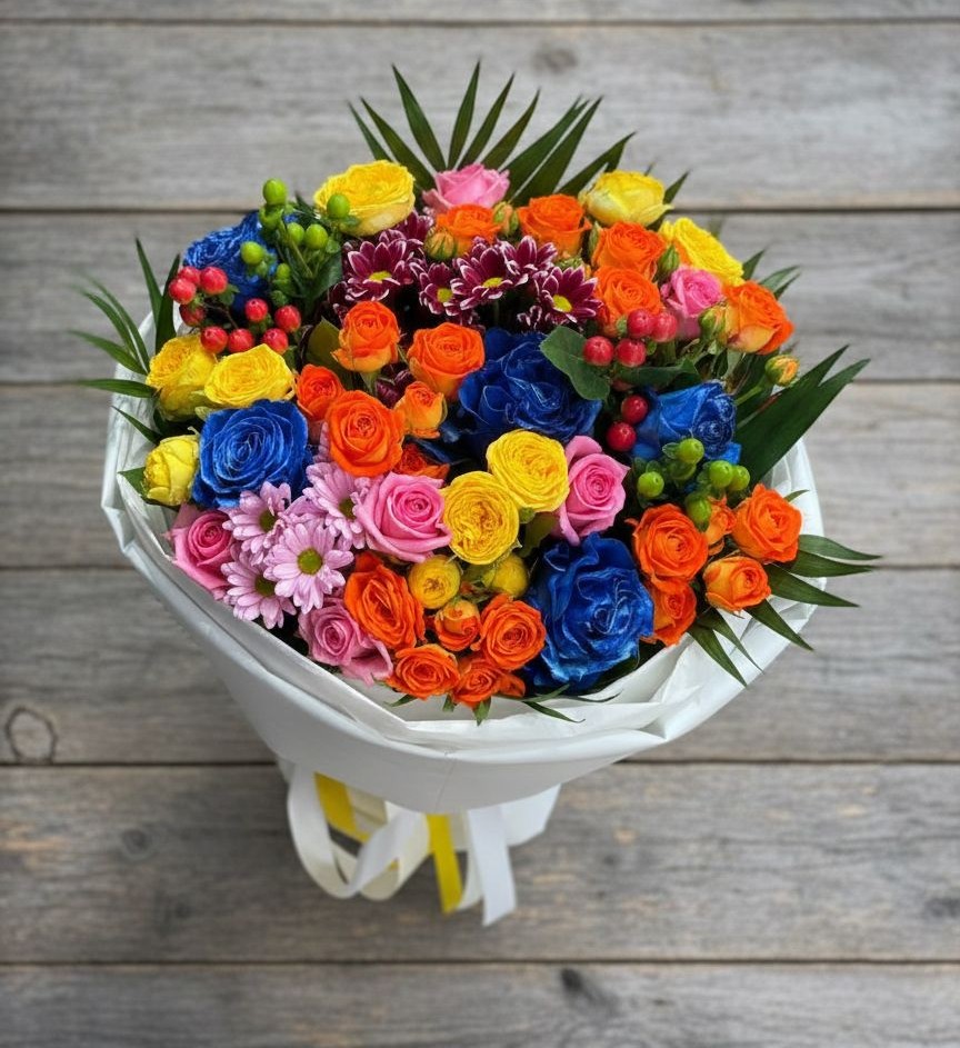 Букет цветов из: Розы и Хризантемы в Удобный