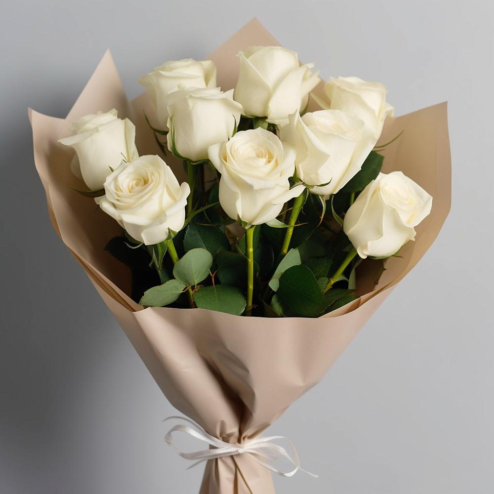 Букет 9 Белых роз Эдлесс Лав в Удобный