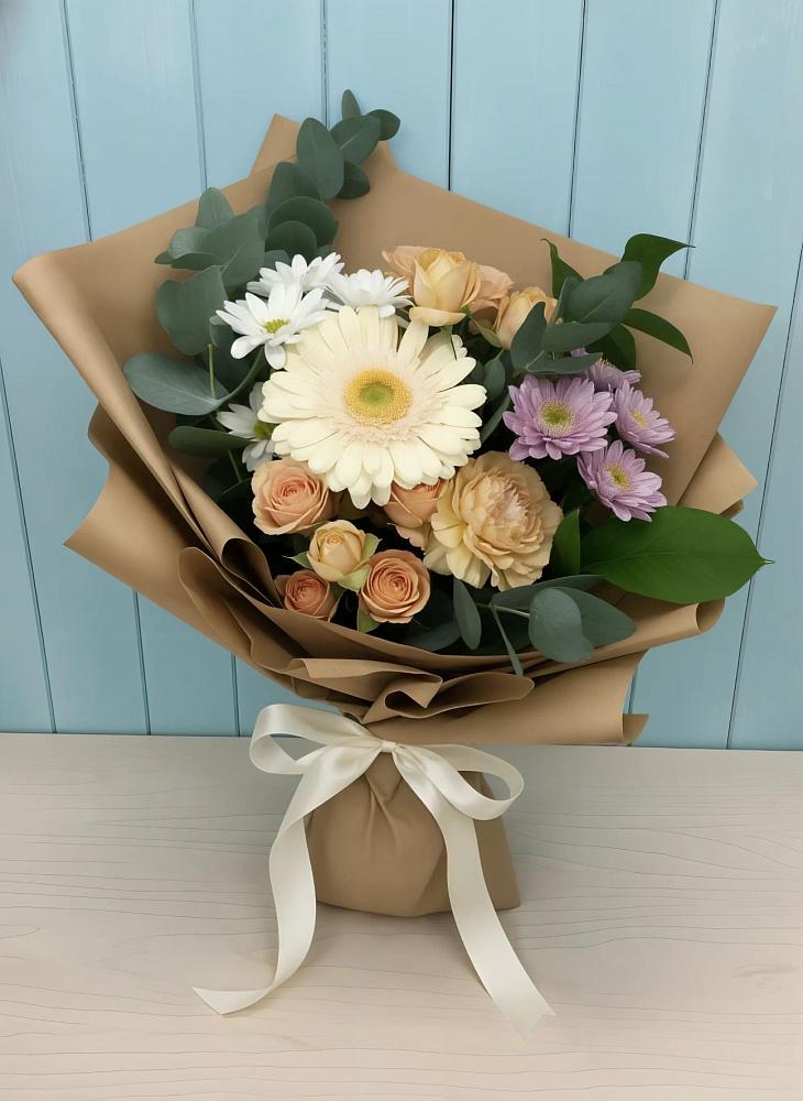 Букет цветов из: Герберы и Хризантемы в Удобный