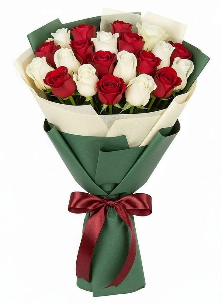 Букет Микс из красных и белых роз в Удобный