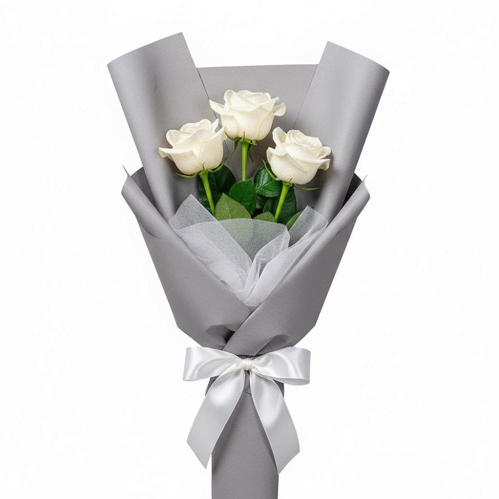 Букет 3 белые розы в Удобный