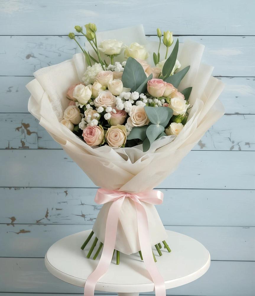 Букет цветов из: Розы и Лизиантусы в Удобный