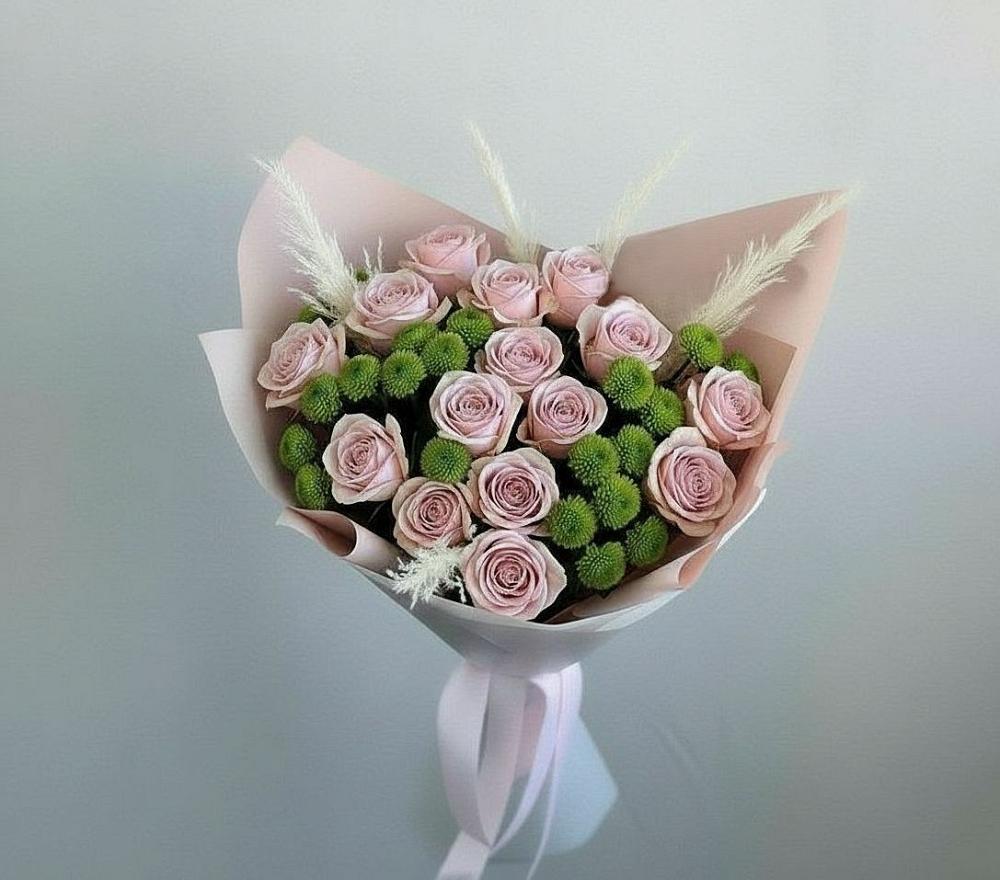 Букет цветов из: Розы и Хризантемы в Удобный