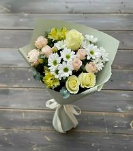 Букет цветов из:  Альстромерии, Розы и Хризантемы в Удобный