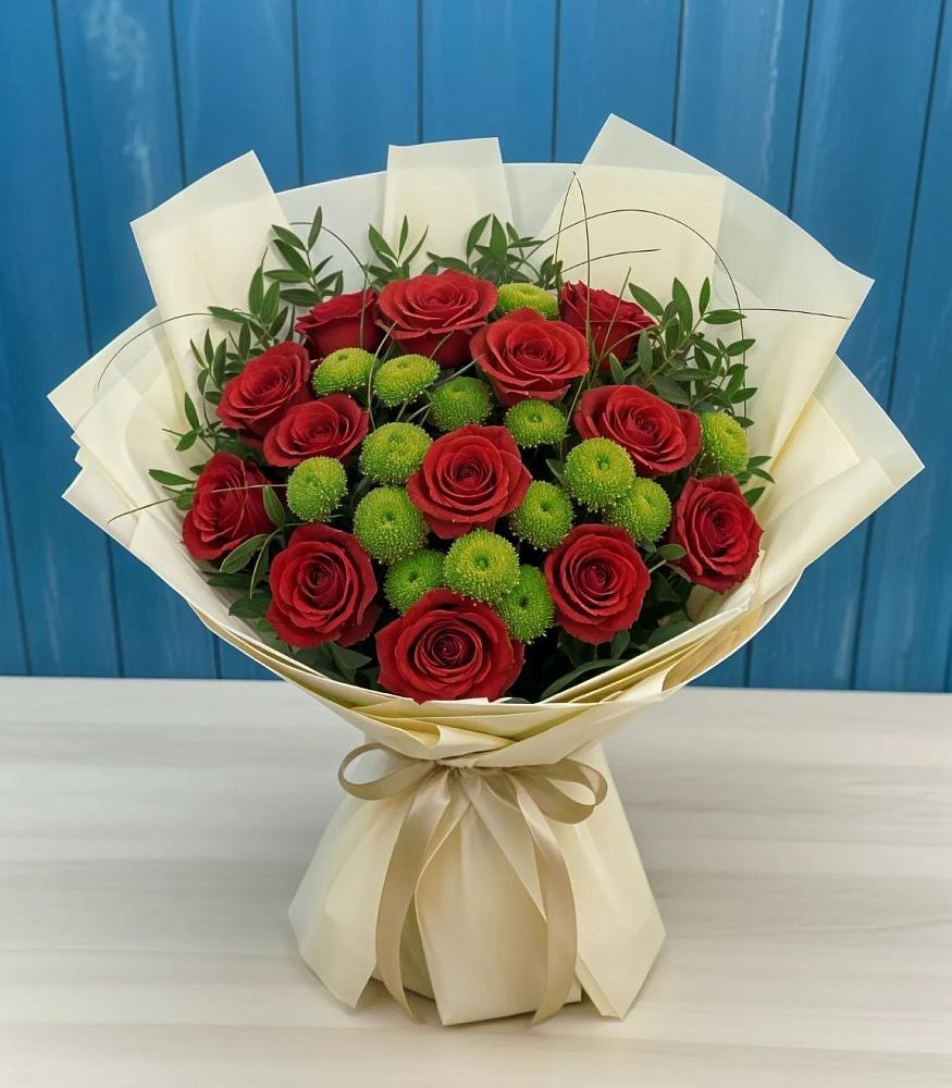 Букет цветов из: Розы и Хризантемы в Удобный