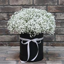 Цветочная композиция из Гипсофила в шляпной коробке в Удобный